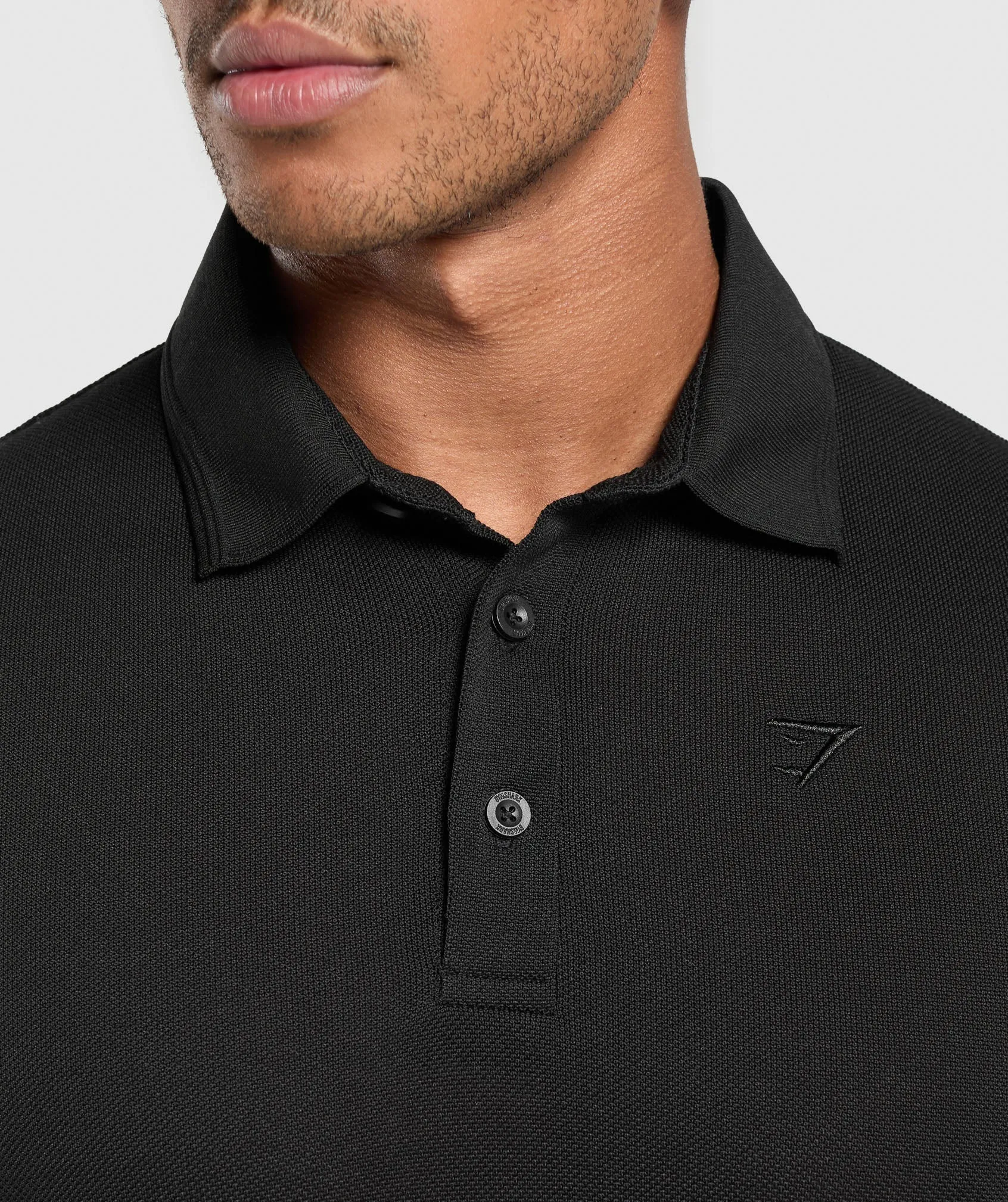 Gymshark Flat Knit Polo Shirt - Black sold by Gymshark product image thumbnail 5