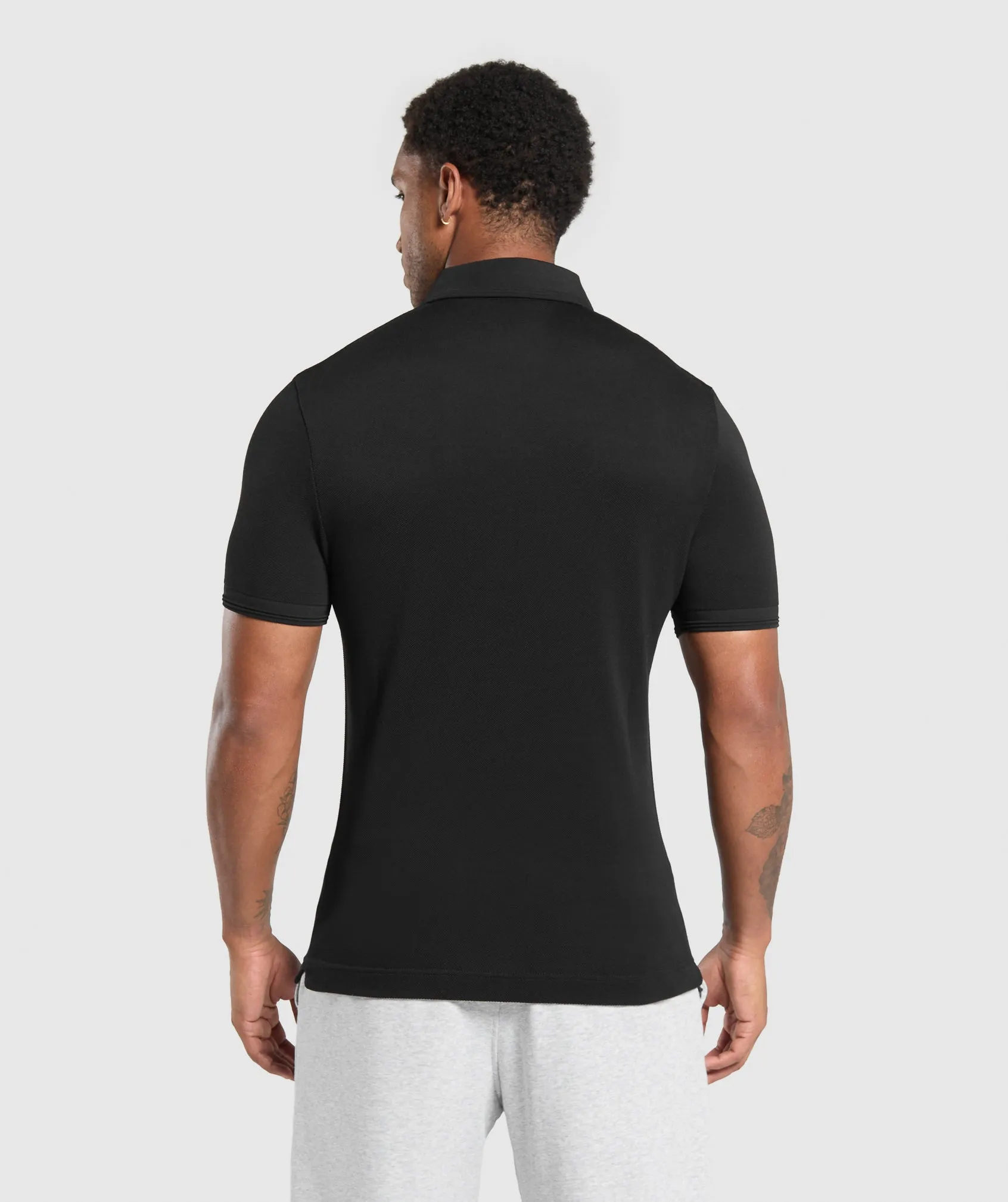 Gymshark Flat Knit Polo Shirt - Black sold by Gymshark product image thumbnail 2