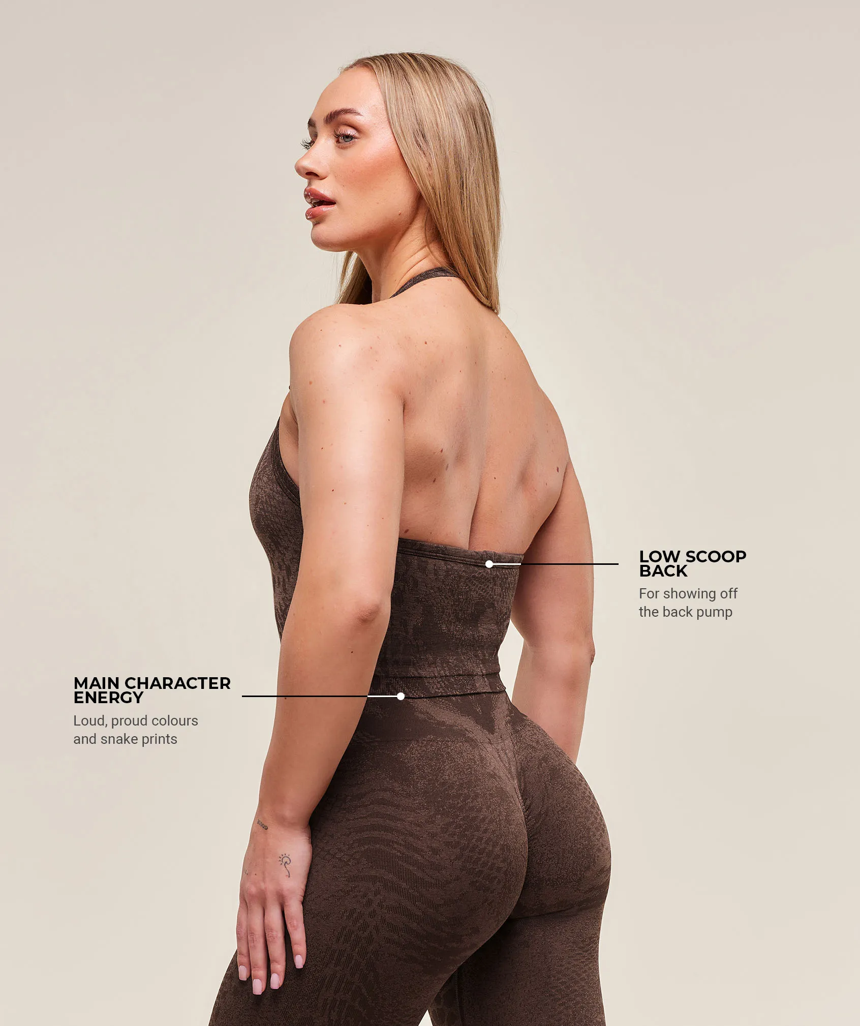 Gymshark Adapt Animal X Whitney Seamless Midi Tank - Soft Brown/Archive Brown sold by Gymshark product image thumbnail 4