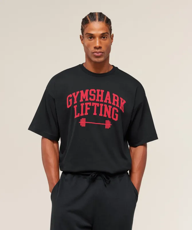Gymshark Gymshark Lifting Barbell T-Shirt - Black sold by Gymshark