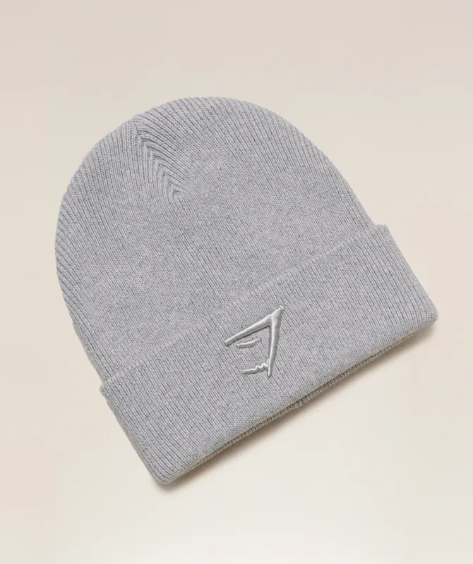 Gymshark Sharkhead Beanie - Light Grey Core Marl sold by Gymshark