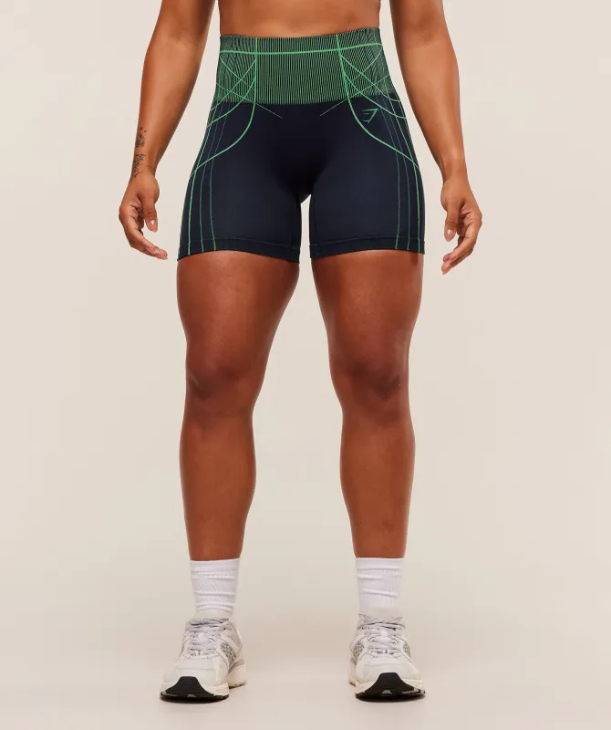 Gymshark Apex Seamless Shorts - Heavy Blue/Active Green sold by Gymshark