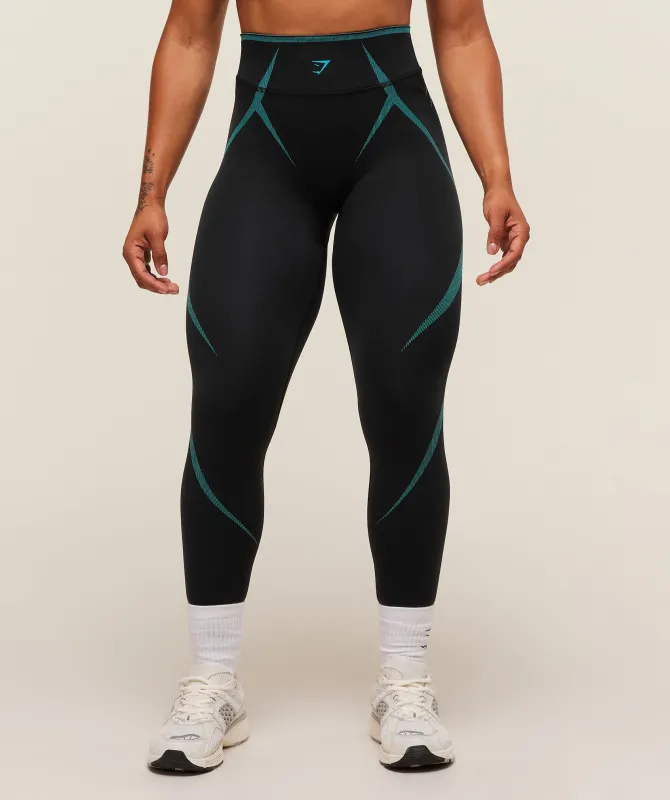 Gymshark Apex Lift Seamless Leggings - Black/Brand Blue sold by Gymshark