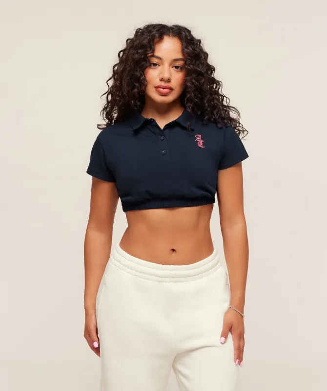Gymshark x Analis Cropped Polo - Midnight Blue sold by Gymshark