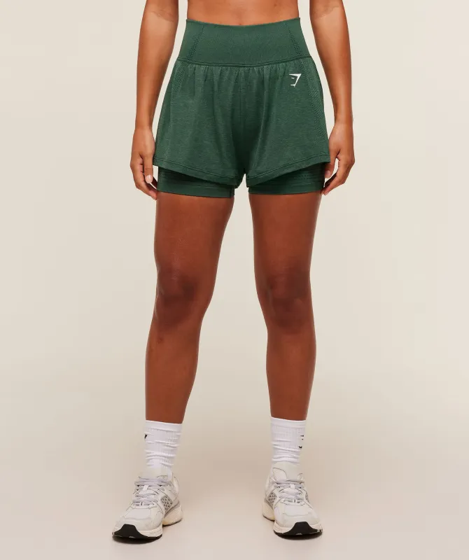 Gymshark Vital 2-in-1 Shorts - Obsidian Green Marl sold by Gymshark