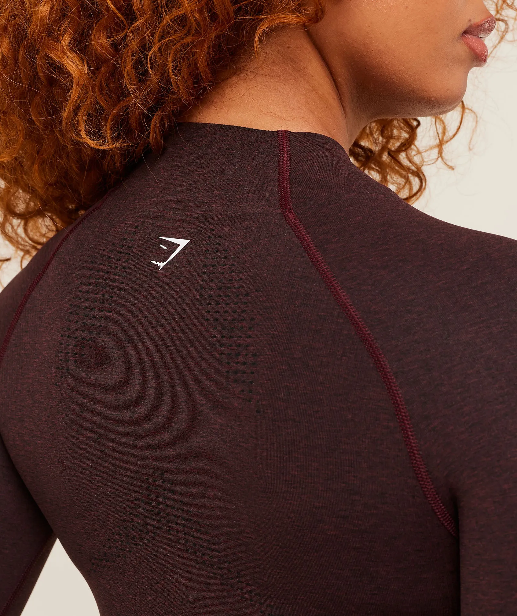 Gymshark Vital Seamless Midi Zip 2.0 Pullover - Rich Maroon/Marl sold by Gymshark product image thumbnail 5