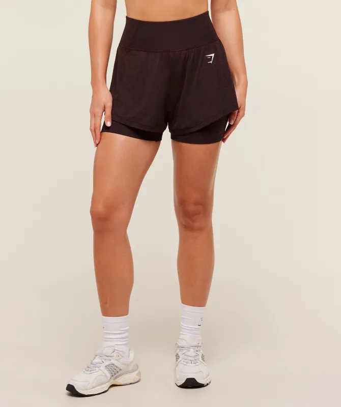 Gymshark Vital 2-in-1 Shorts - Rich Maroon/Marl sold by Gymshark