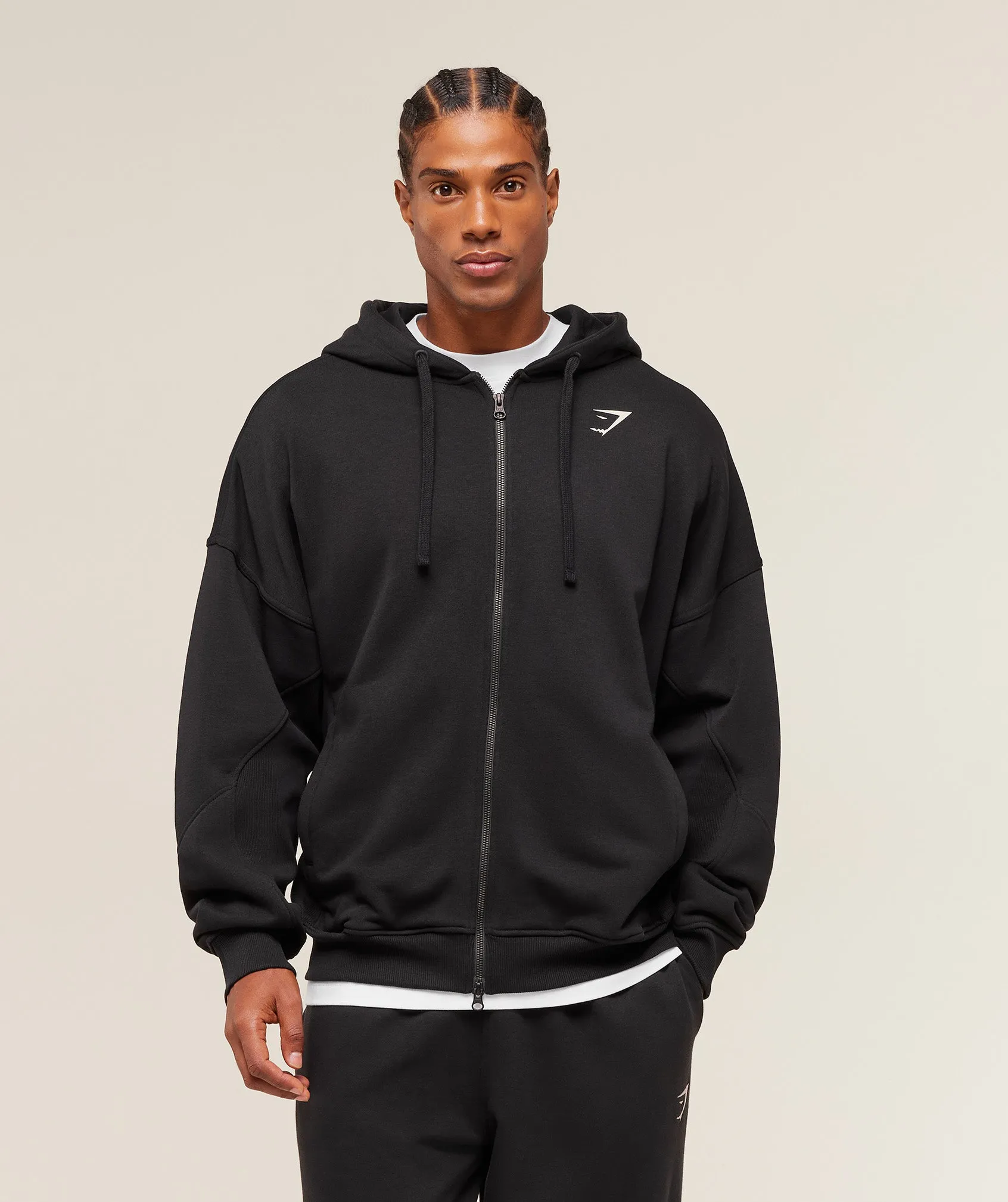 Gymshark Power Zip Up Hoodie - Black/Oat White sold by Gymshark product image thumbnail 2