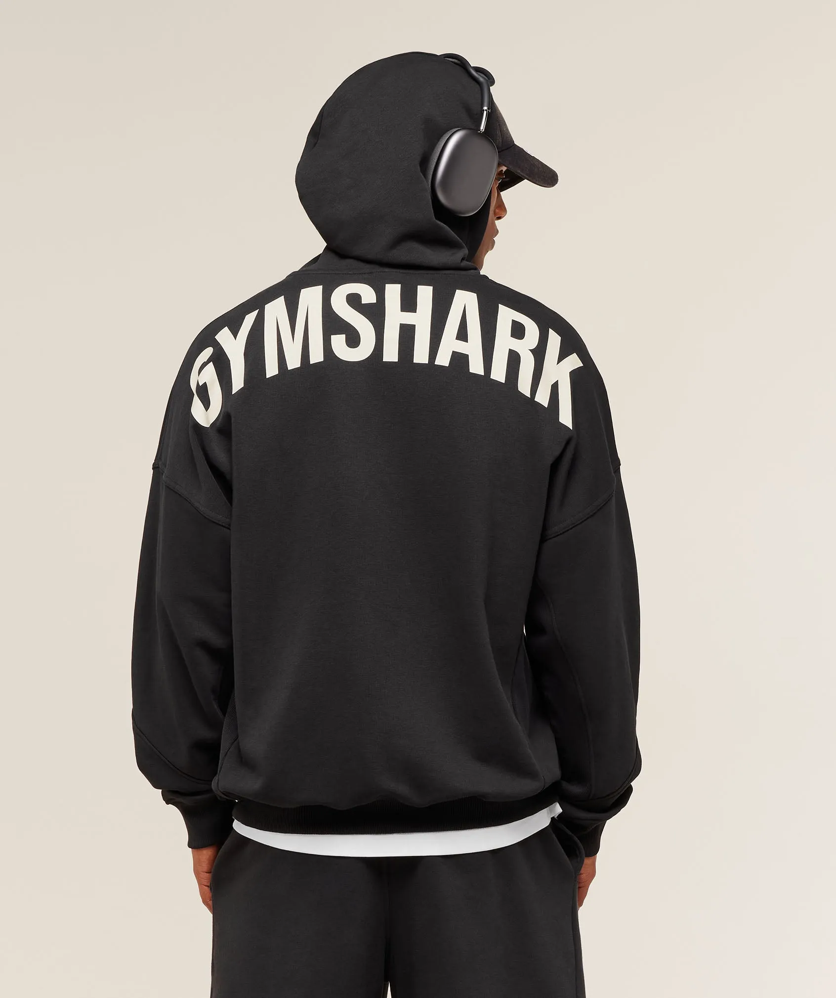 Gymshark Power Zip Up Hoodie - Black/Oat White sold by Gymshark