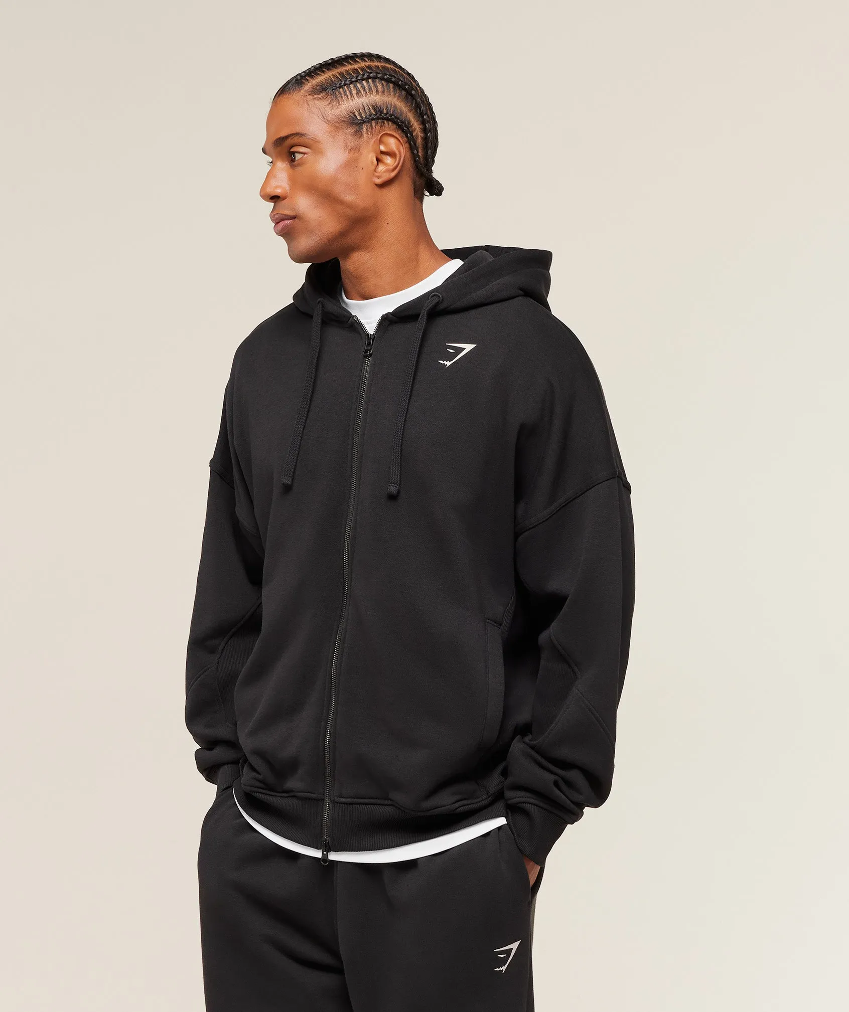 Gymshark Power Zip Up Hoodie - Black/Oat White sold by Gymshark product image thumbnail 3