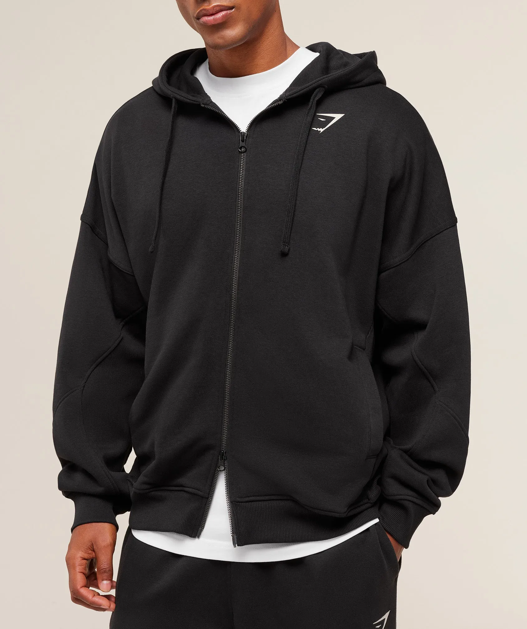 Gymshark Power Zip Up Hoodie - Black/Oat White sold by Gymshark product image thumbnail 5