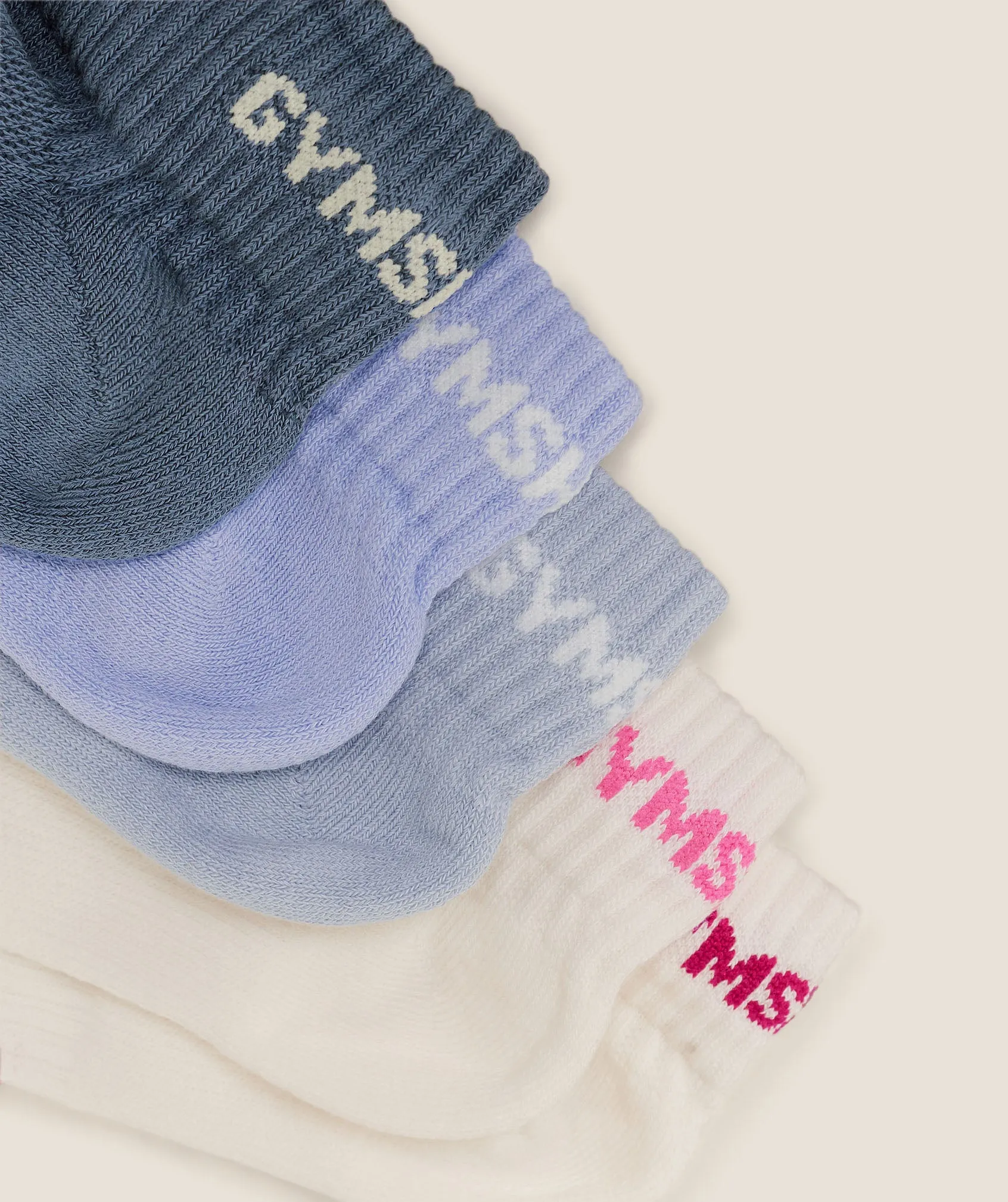 Gymshark Quarter Socks 5pk - Smoke Blue/Peri Blue/Build Pink/Energy Pink/Worn Blue sold by Gymshark product image thumbnail 2