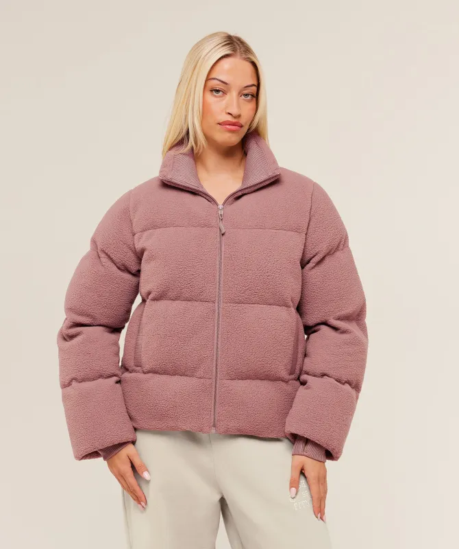 Gymshark Sherpa Puffer Jacket - Chestnut Pink sold by Gymshark
