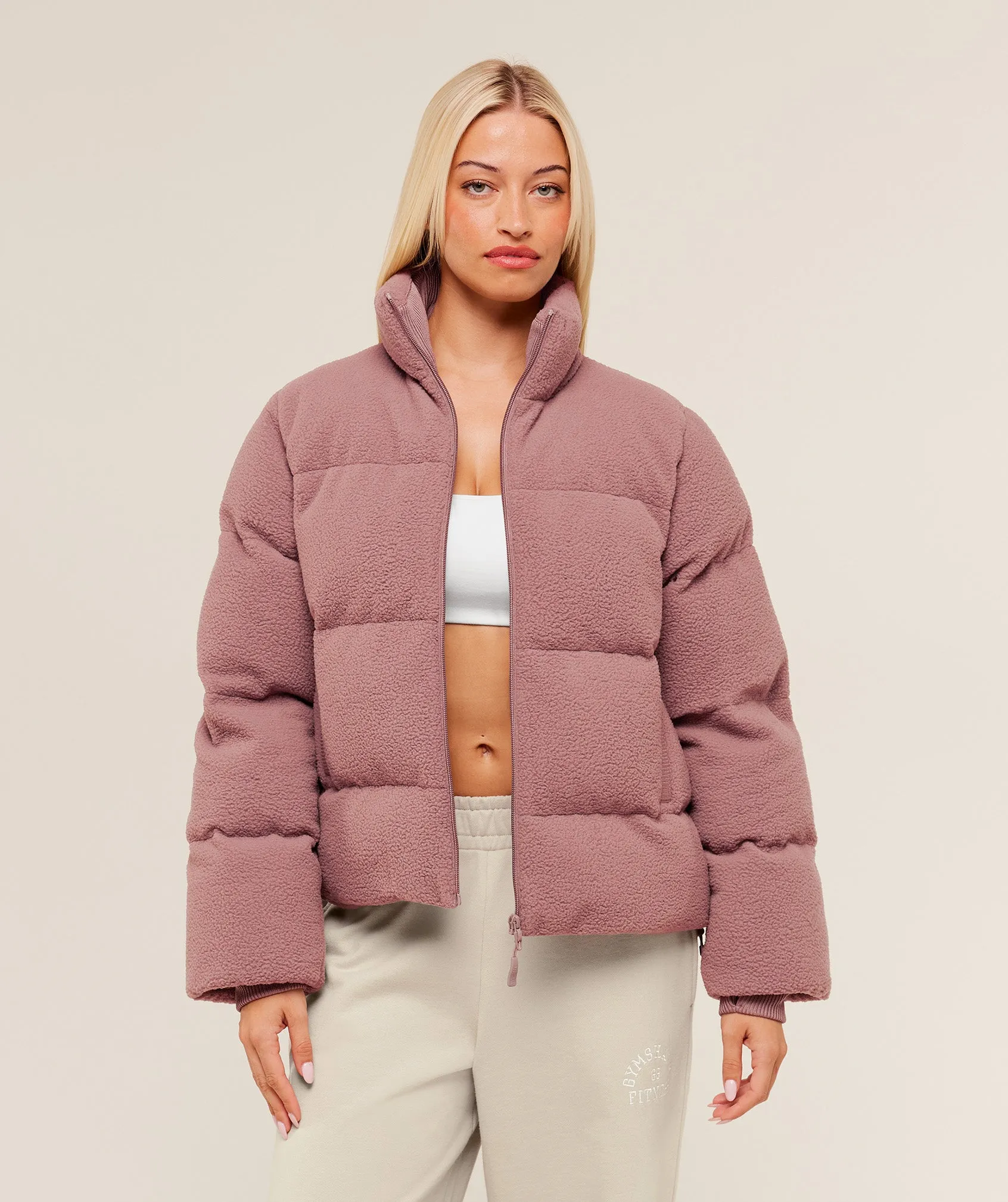 Gymshark Sherpa Puffer Jacket - Chestnut Pink sold by Gymshark product image thumbnail 4