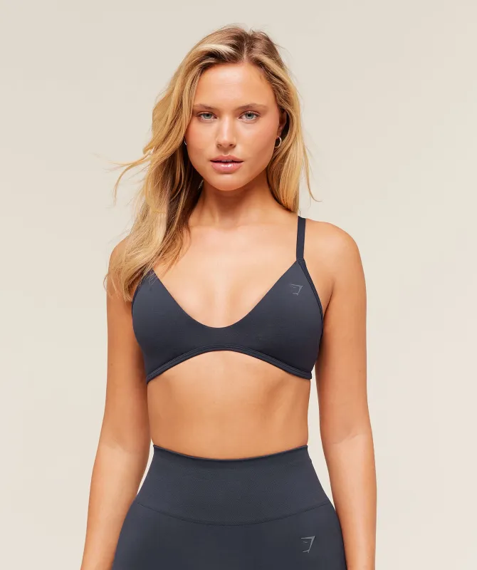 Gymshark Soft Sculpt V-neck Sports Bra - Heavy Blue sold by Gymshark