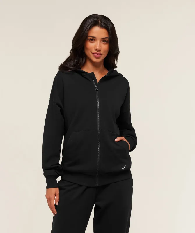 Gymshark Embroidered Zip Up Hoodie - Black sold by Gymshark