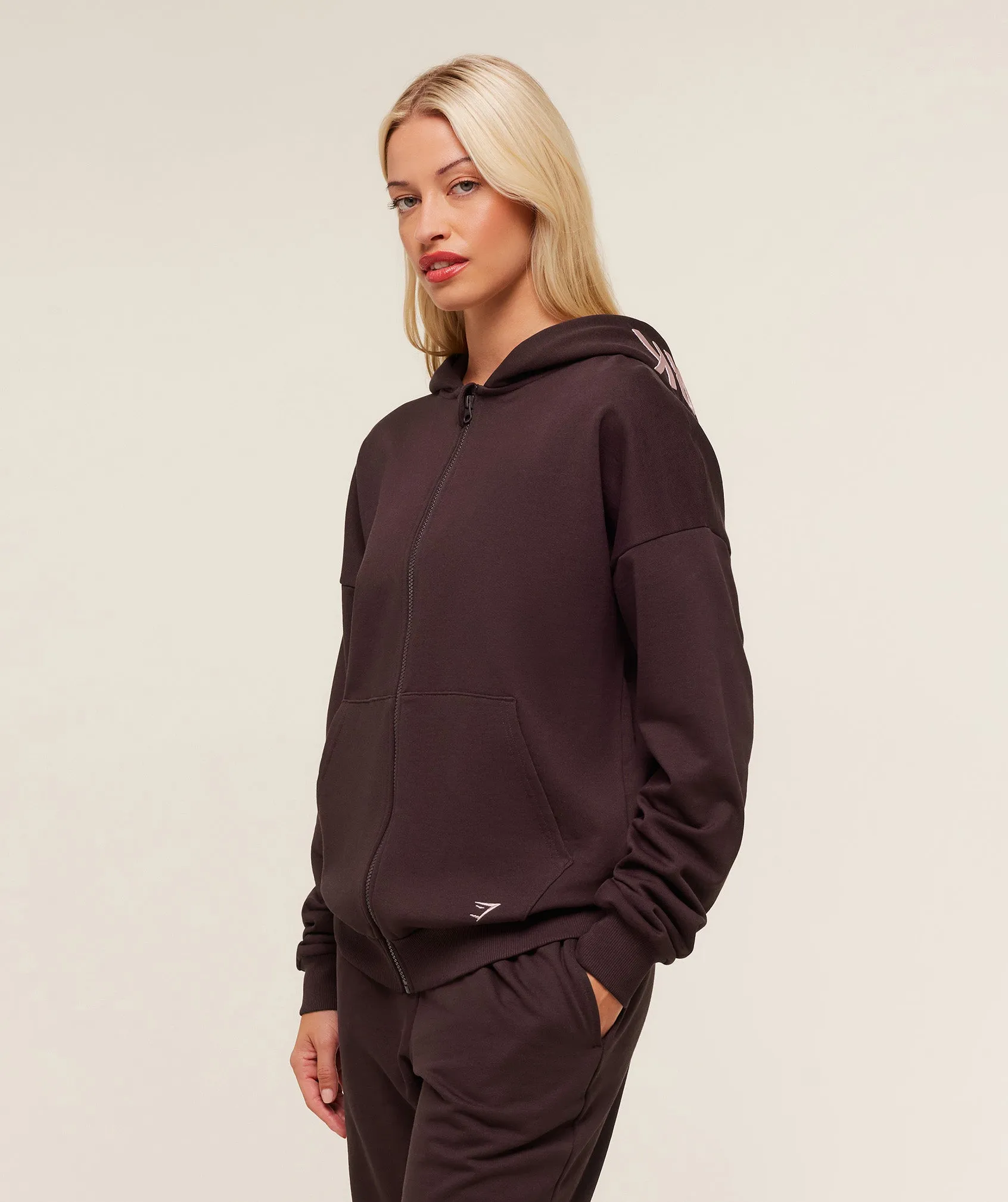 Gymshark Embroidered Zip Up Hoodie - Cherry Purple sold by Gymshark product image thumbnail 3