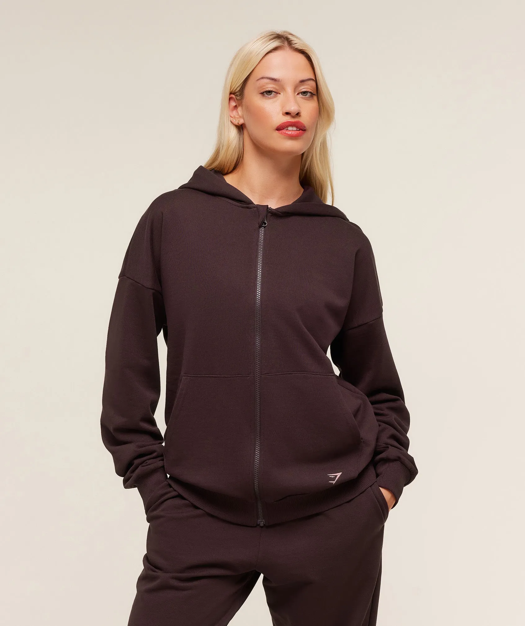 Gymshark Embroidered Zip Up Hoodie - Cherry Purple sold by Gymshark