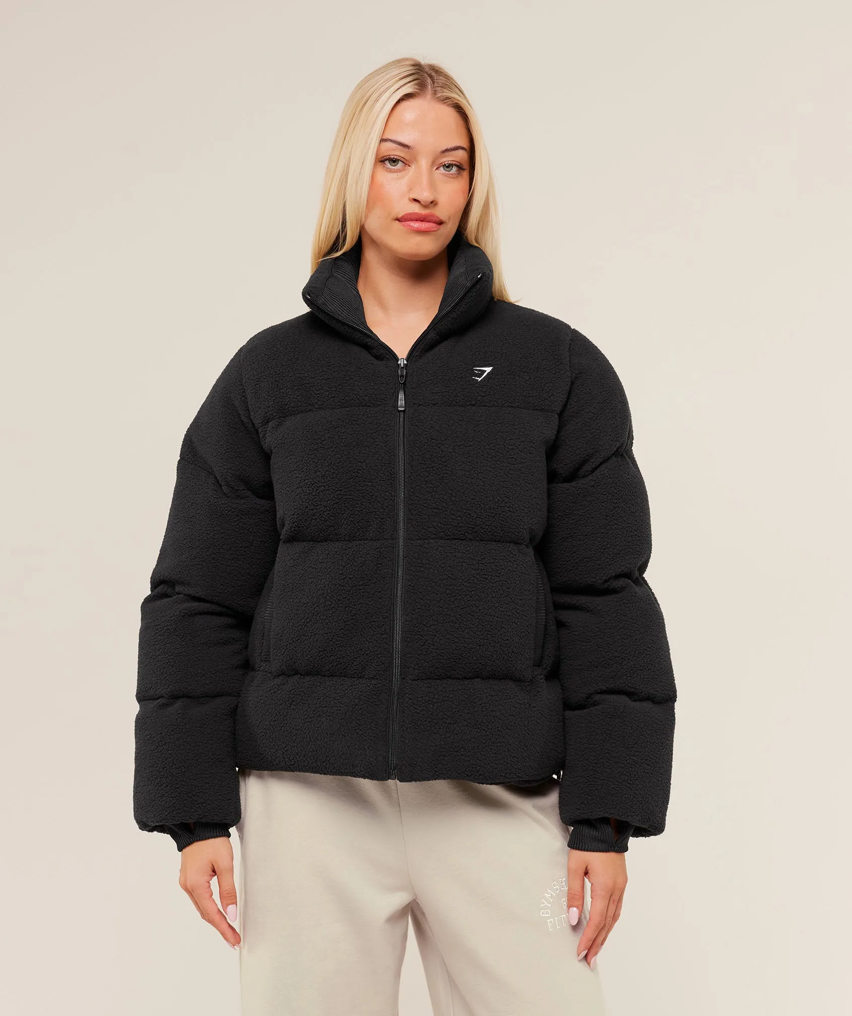 Gymshark Sherpa Puffer Jacket - Black sold by Gymshark product image thumbnail 4