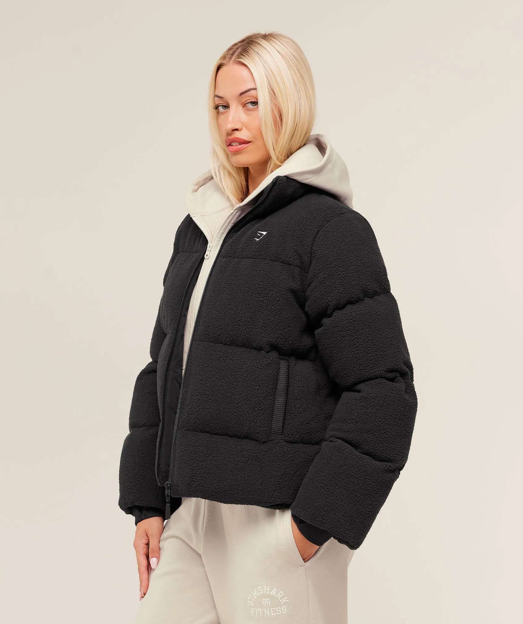 Gymshark Sherpa Puffer Jacket - Black sold by Gymshark product image thumbnail 3