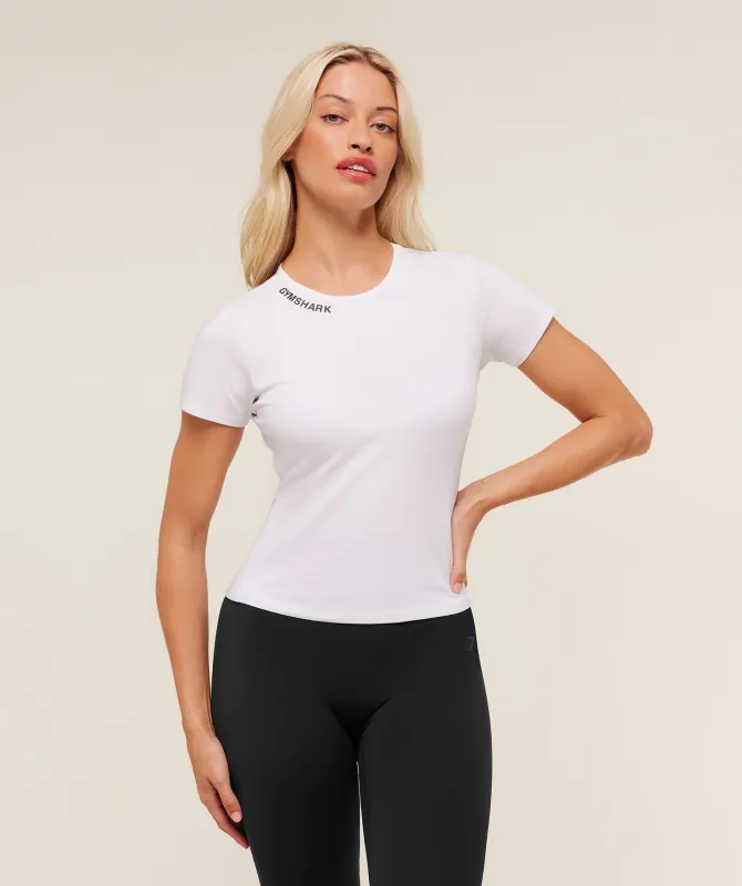 Gymshark Embroidered Logo Crop Top - White sold by Gymshark