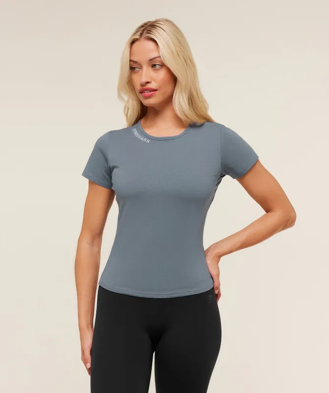 Gymshark Embroidered Logo Crop Top - Iron Blue sold by Gymshark