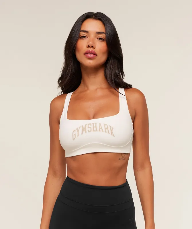 Gymshark Collegiate Sports Bra - Soft White sold by Gymshark