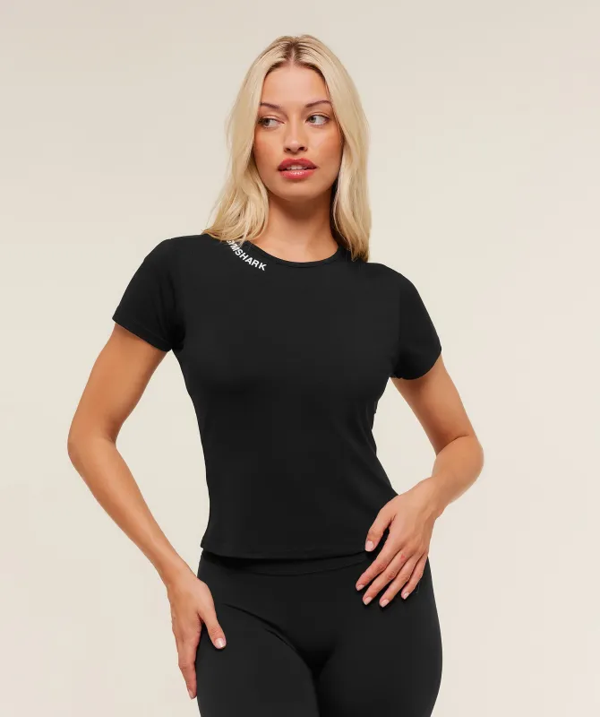 Gymshark Embroidered Logo Crop Top - Black sold by Gymshark
