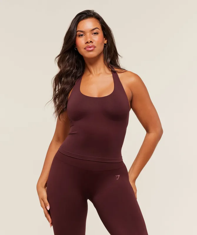 Gymshark Soft Sculpt Halterneck Tank With Shelf - Rich Maroon sold by Gymshark