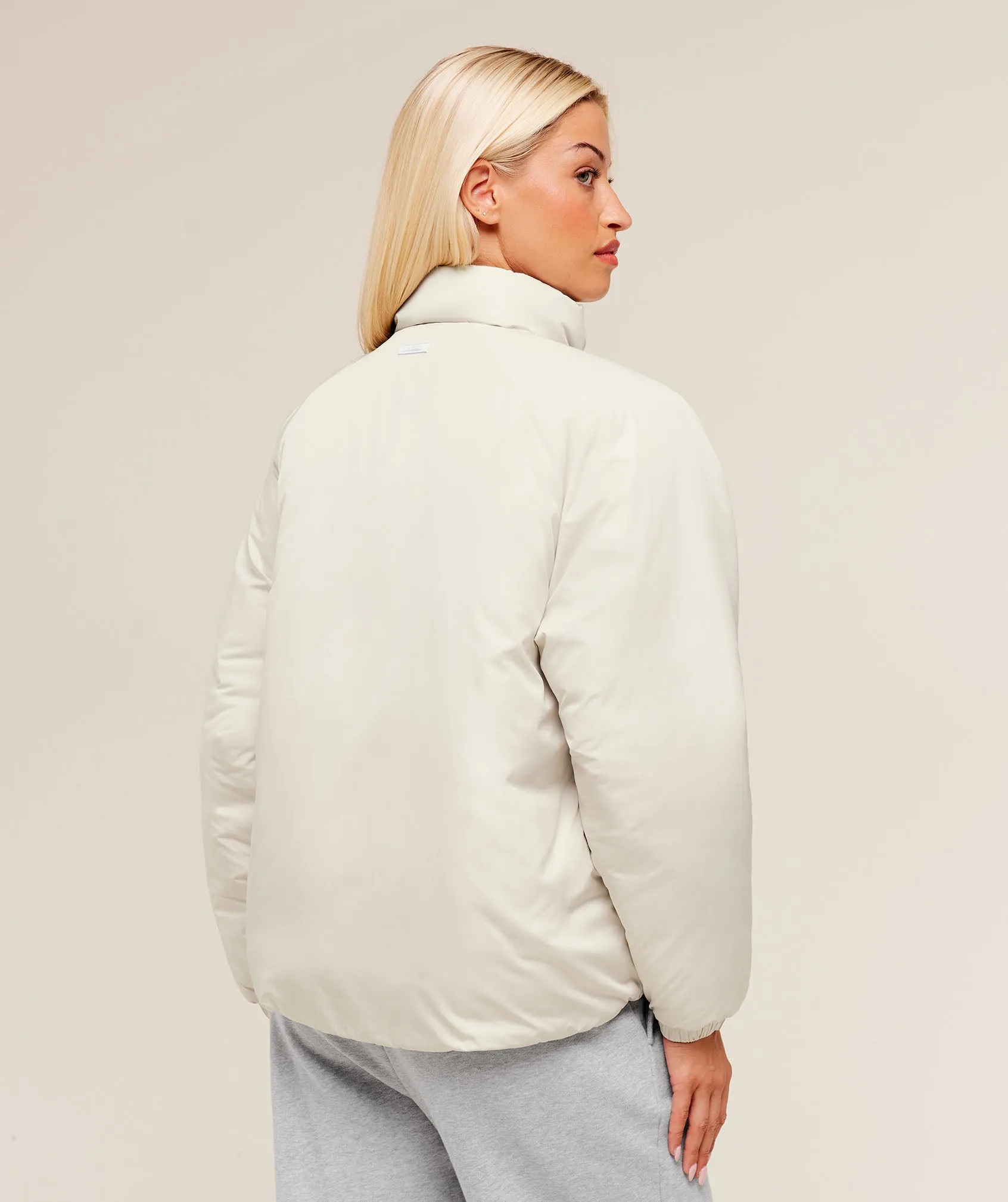 Gymshark Oversized Puffer Jacket - Oat White sold by Gymshark product image thumbnail 2