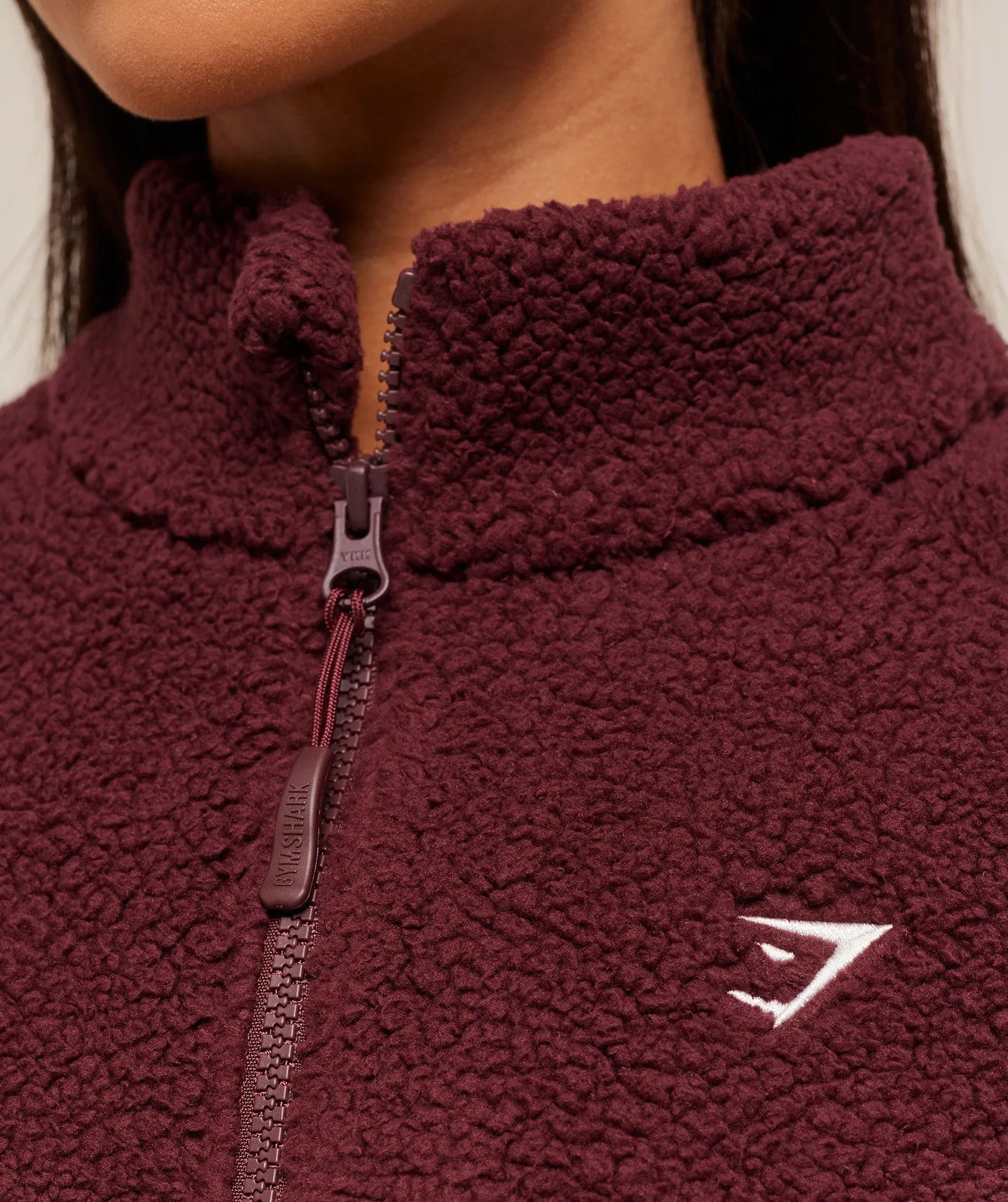 Gymshark Contrast Sherpa Jacket - Rich Maroon/Reset Pink/Oat White sold by Gymshark product image thumbnail 5