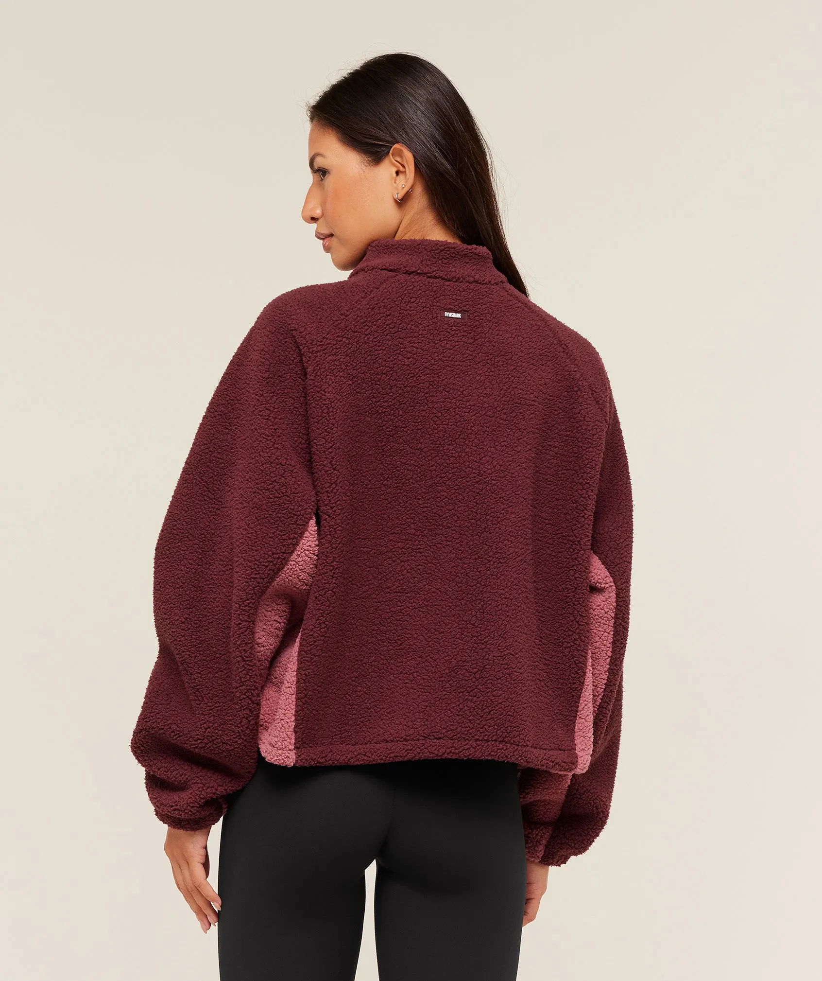 Gymshark Contrast Sherpa Jacket - Rich Maroon/Reset Pink/Oat White sold by Gymshark product image thumbnail 2
