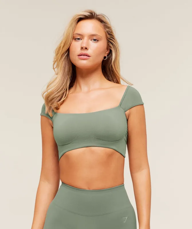 Gymshark Soft Sculpt Cap Sleeve Bralette - Unit Green sold by Gymshark