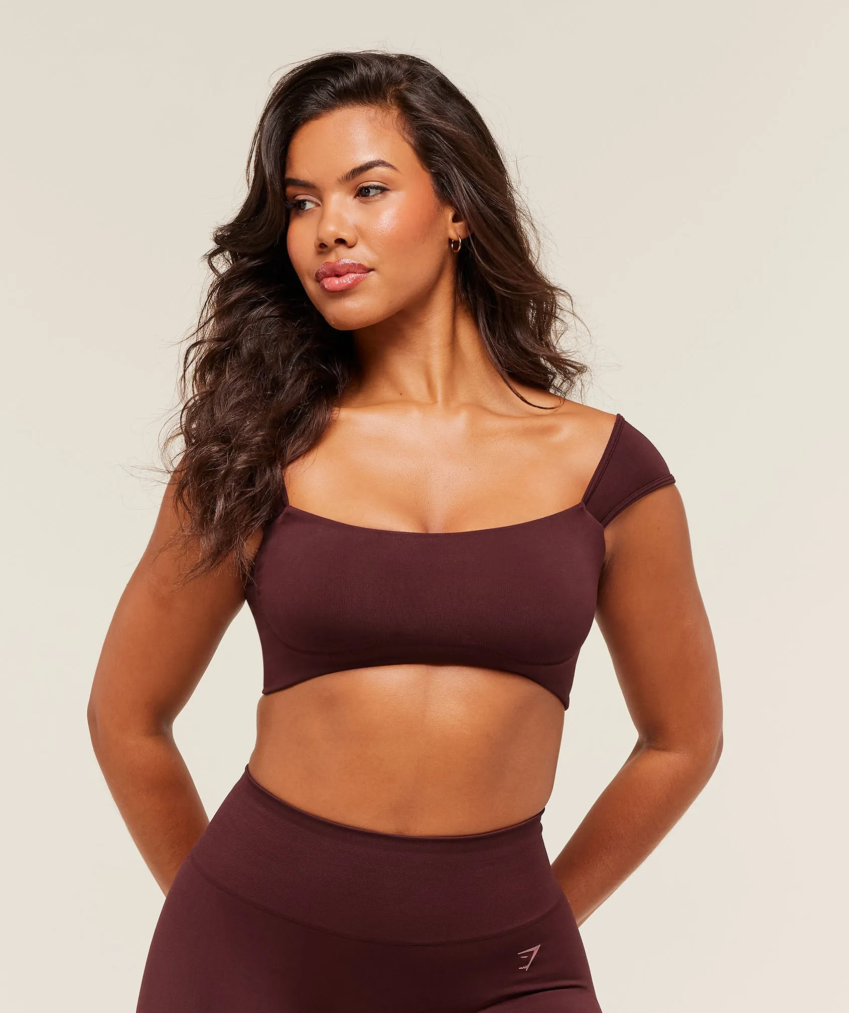 Gymshark Soft Sculpt Cap Sleeve Bralette - Rich Maroon sold by Gymshark