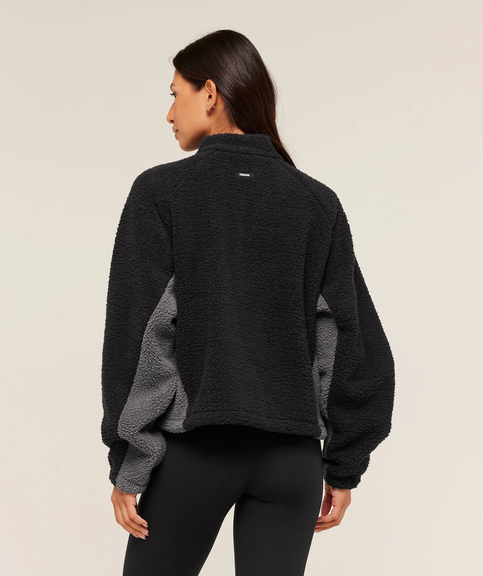 Gymshark Contrast Sherpa Jacket - Black/Graphite Grey/Oat White sold by Gymshark product image thumbnail 2