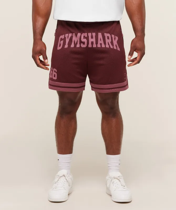 Gymshark Campus Mesh Shorts - Rich Maroon/Reset Pink sold by Gymshark