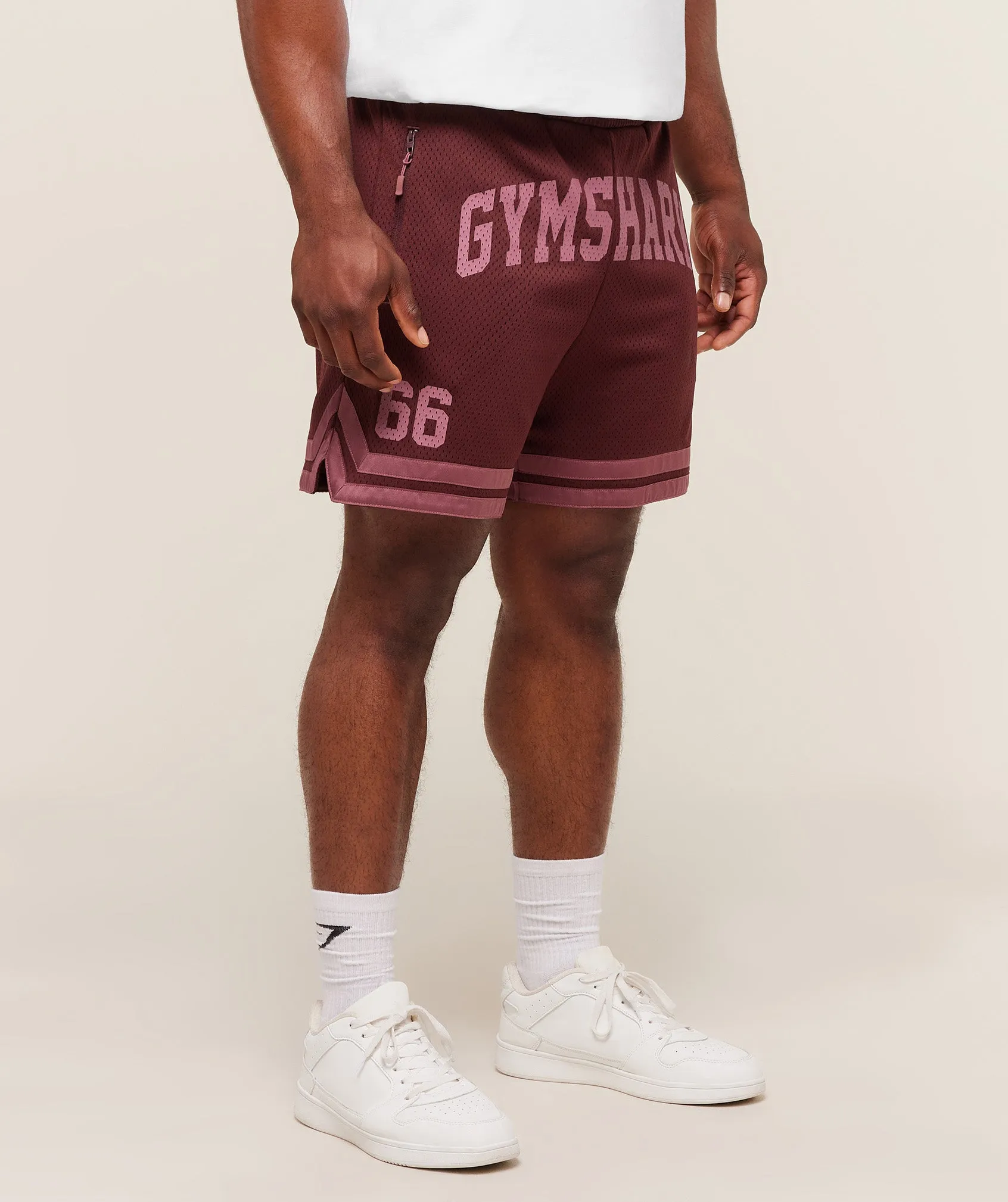 Gymshark Campus Mesh Shorts - Rich Maroon/Reset Pink sold by Gymshark product image thumbnail 3
