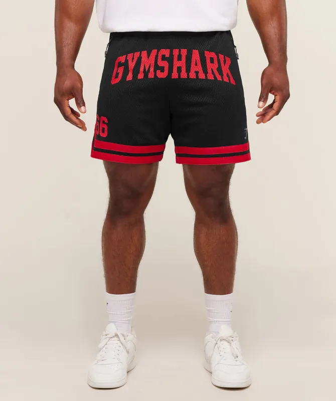 Gymshark Campus Mesh Shorts - Black/Conditioning Red sold by Gymshark