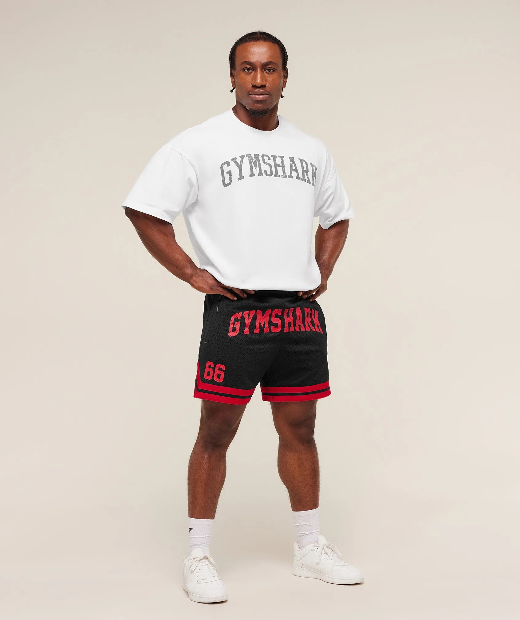 Gymshark Campus Mesh Shorts - Black/Conditioning Red sold by Gymshark product image thumbnail 4