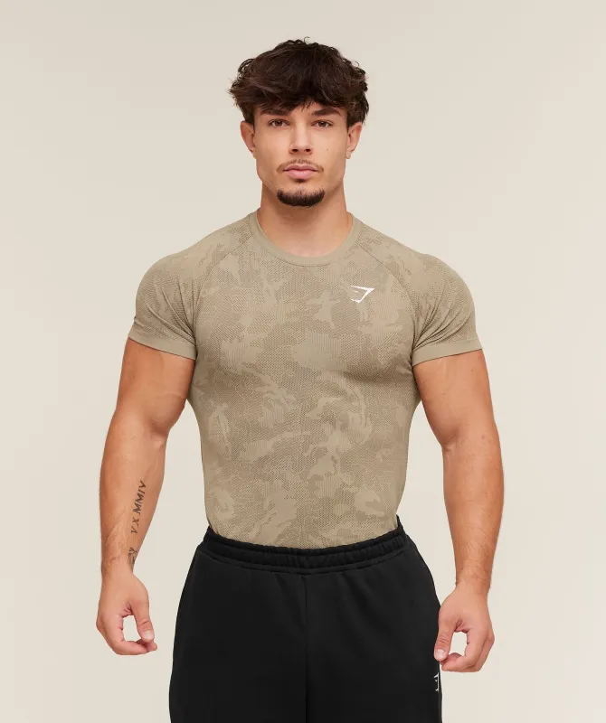 Gymshark Geo Seamless T-Shirt - Cement Brown/Soul Brown sold by Gymshark