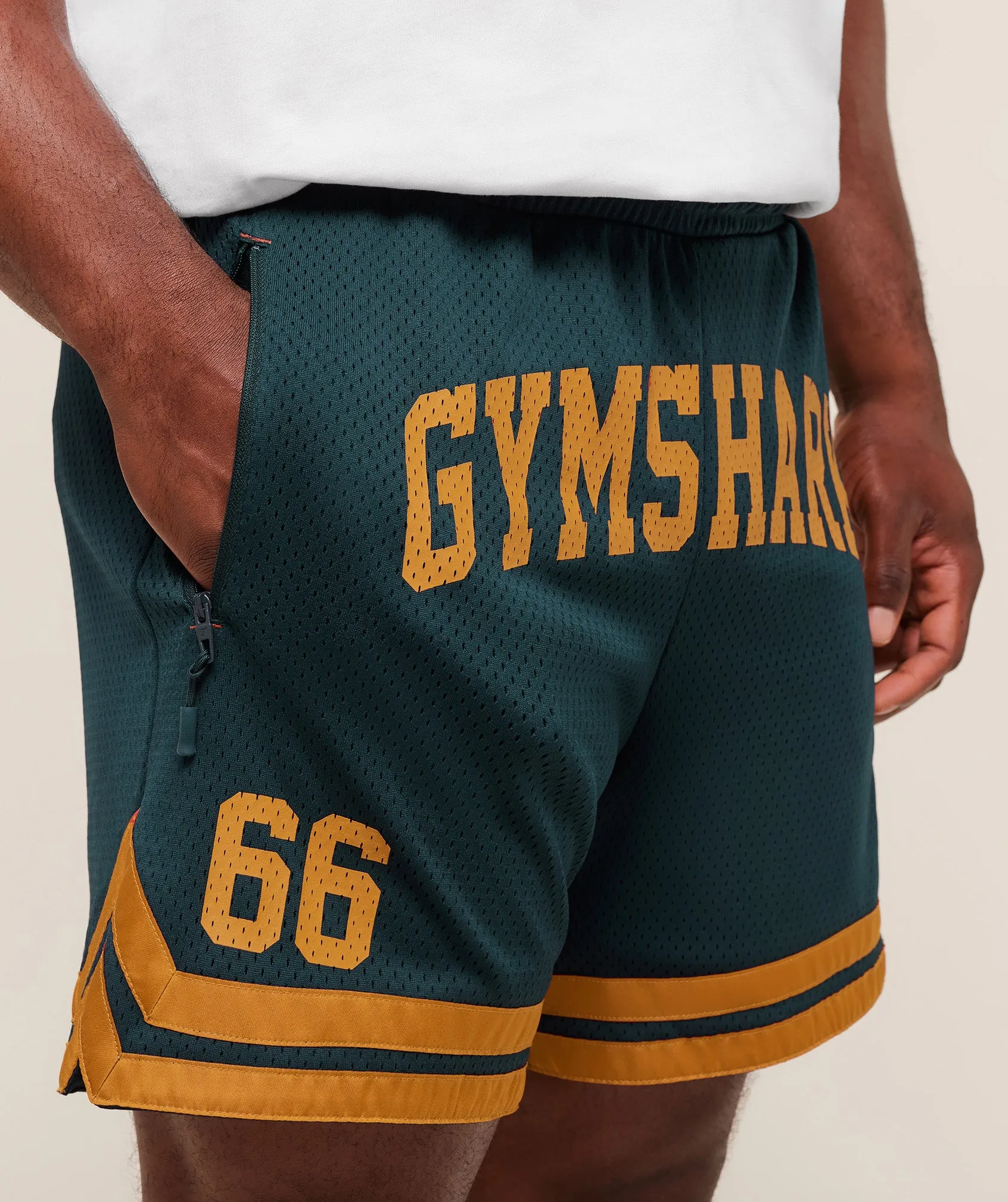 Gymshark Campus Mesh Shorts - Deep Petrol Blue/Antique Gold sold by Gymshark product image thumbnail 5