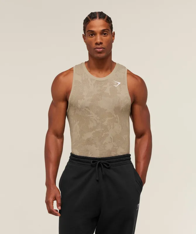 Gymshark Geo Seamless Tank - Cement Brown/Soul Brown sold by Gymshark