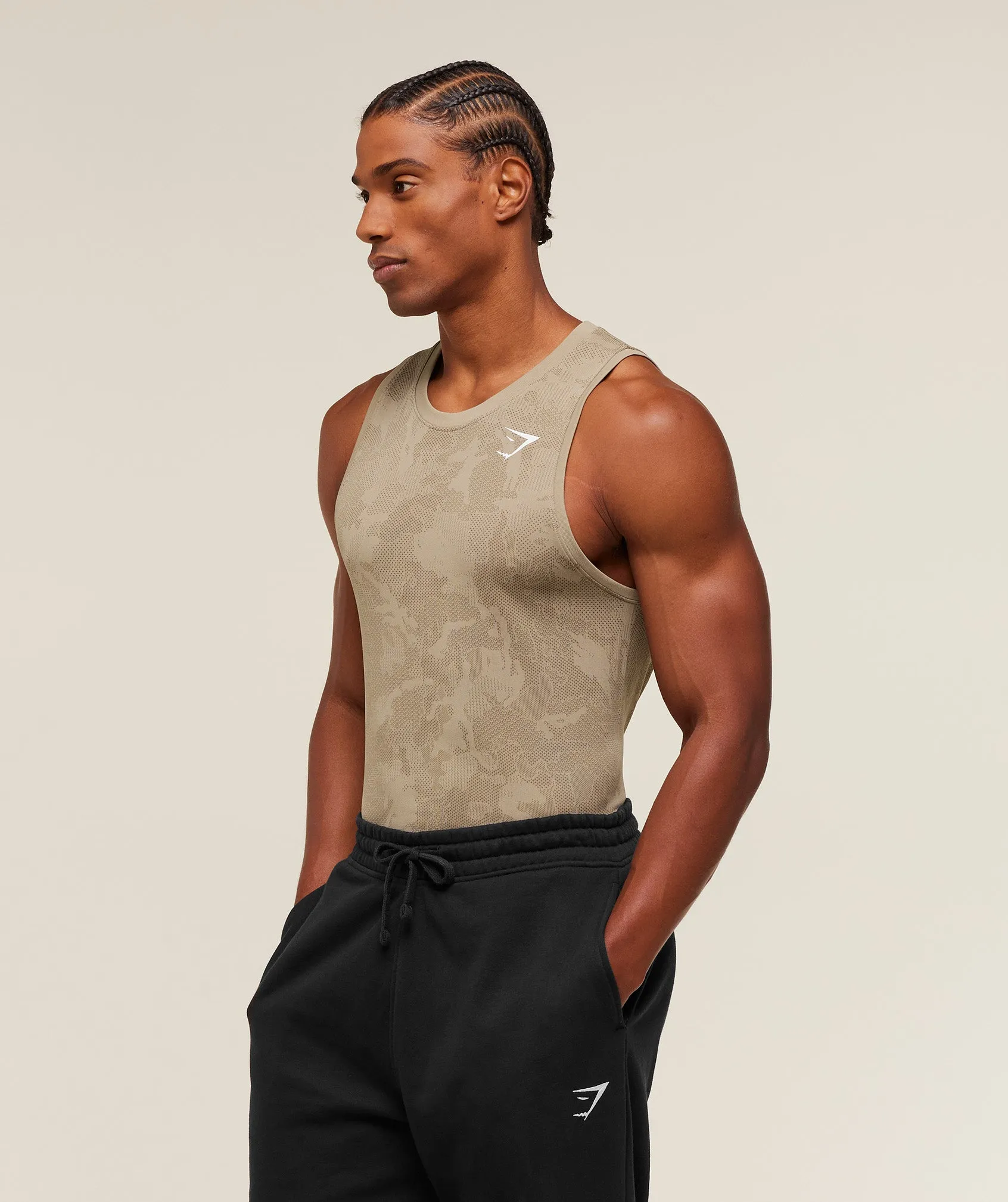 Gymshark Geo Seamless Tank - Cement Brown/Soul Brown sold by Gymshark product image thumbnail 3