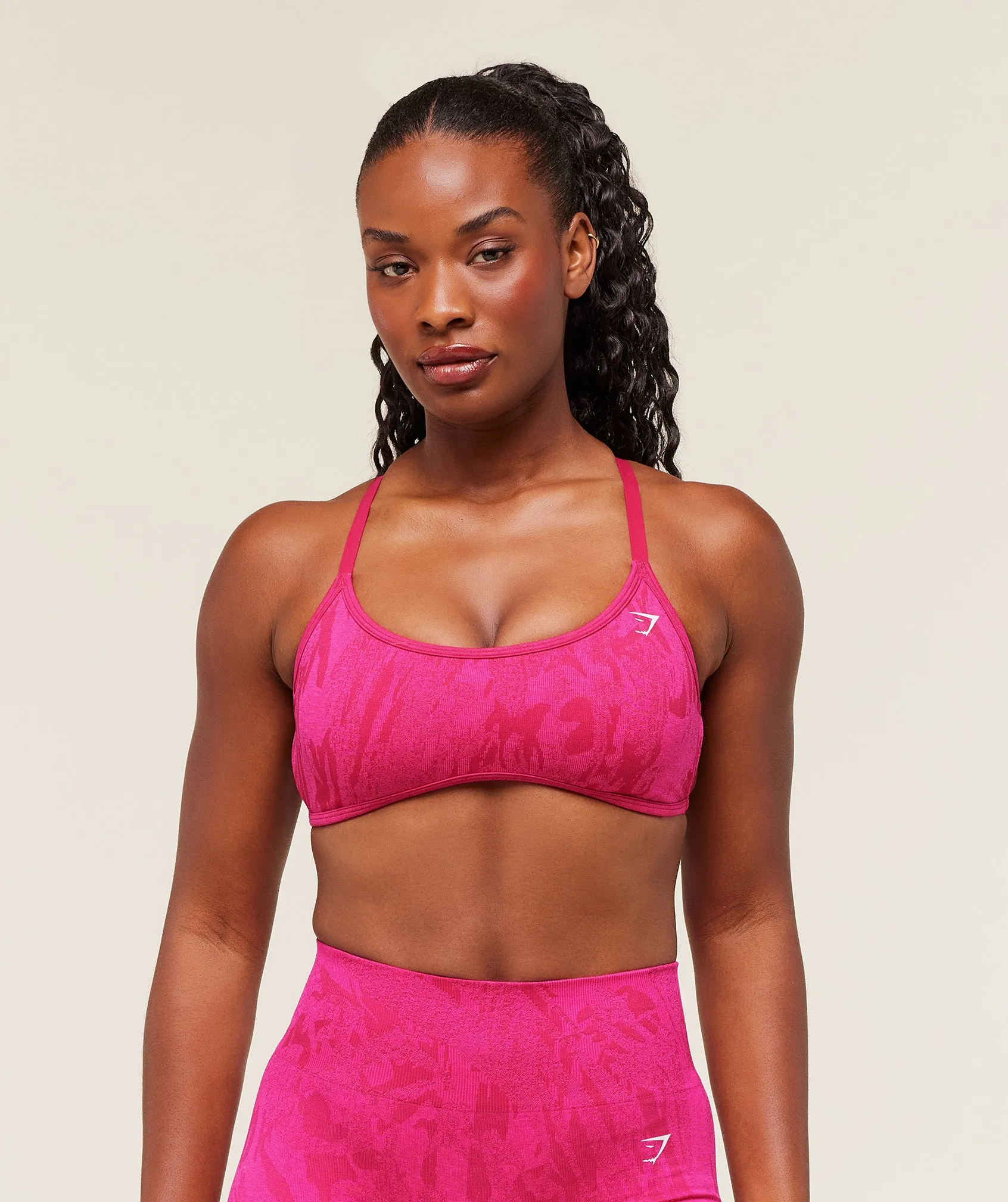 Gymshark Adapt Camo Cross Back Sports Bra - Build Pink/Energy Pink sold by Gymshark