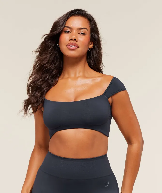 Gymshark Soft Sculpt Cap Sleeve Bralette - Heavy Blue sold by Gymshark