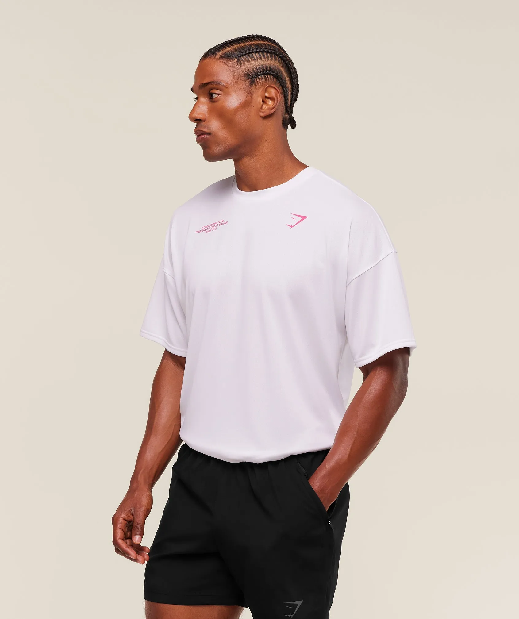 Gymshark Conditioning Club Oversized T-Shirt - White/Energy Pink sold by Gymshark product image thumbnail 2