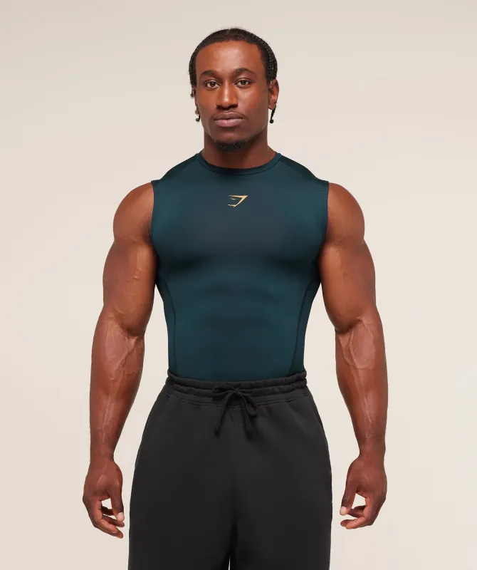 Gymshark Element Tank - Deep Petrol Blue/Sorbet Yellow sold by Gymshark