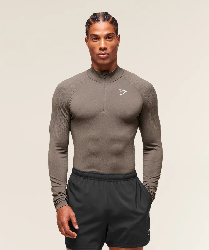 Gymshark Vital 1/4 Zip - Camo Brown/Linen Brown sold by Gymshark