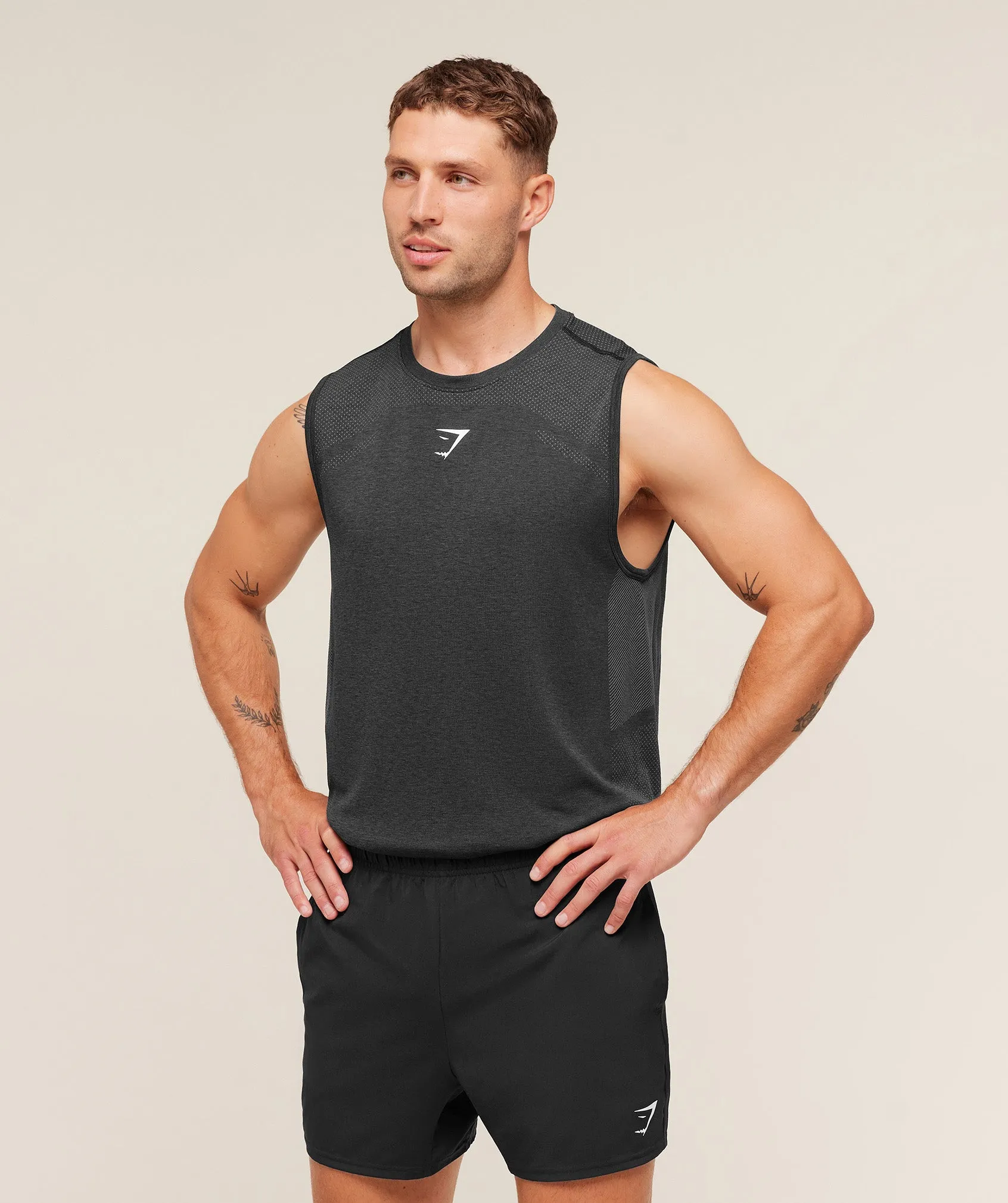 Gymshark Lightweight Seamless Tank - Black/Silhouette Grey sold by Gymshark product image thumbnail 3