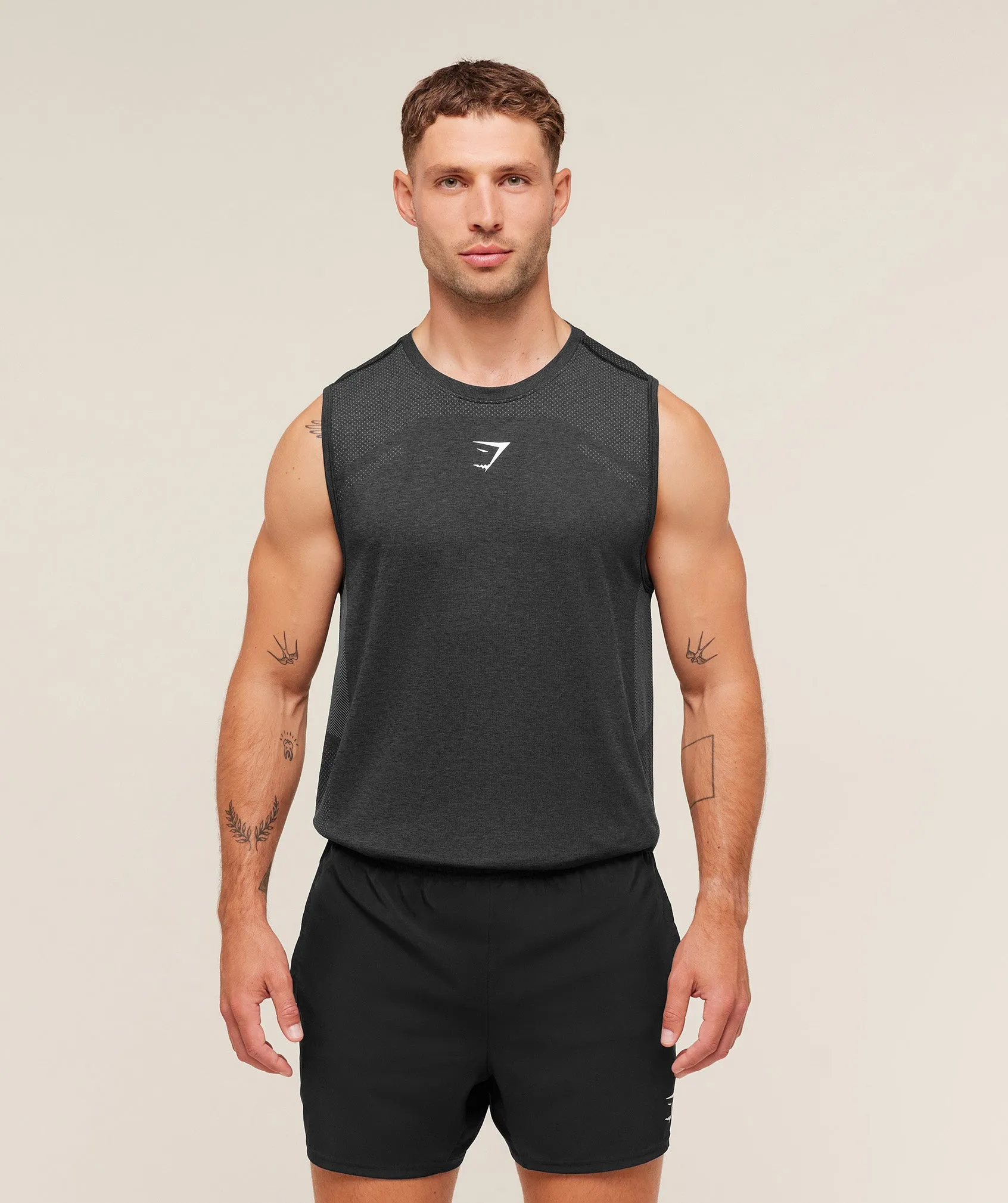 Gymshark Lightweight Seamless Tank - Black/Silhouette Grey sold by Gymshark